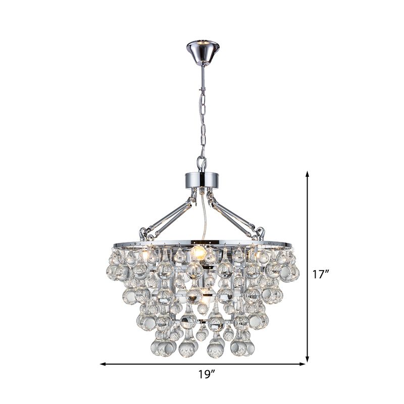 Modern Circular Chandelier Light Fixture Metal 5 Lights Living Room Ceiling Light with Glass Ball