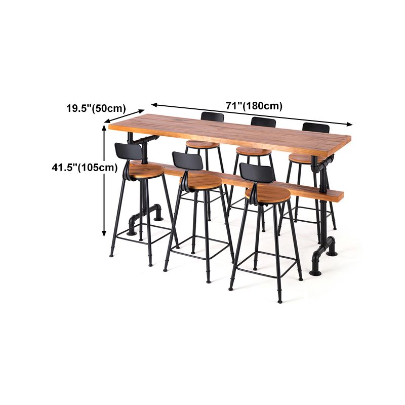 Rectangle Bar Dining Table Wood Contemporary Bar Table with Trestle Base