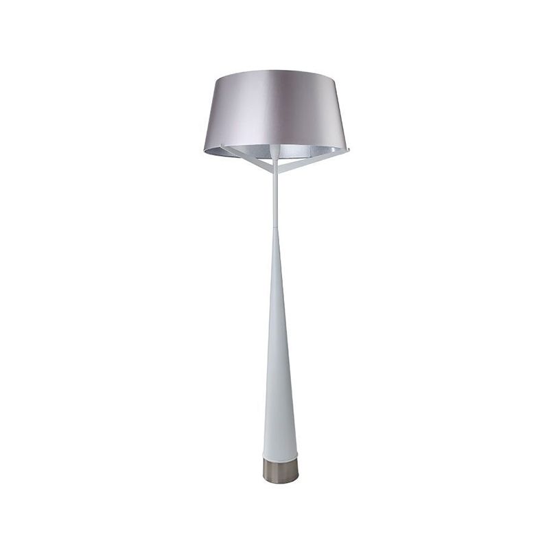 Minimalist Drum Shape Standing Lamp Metallic Single Head Bedroom Reading Floor Light in White/Black