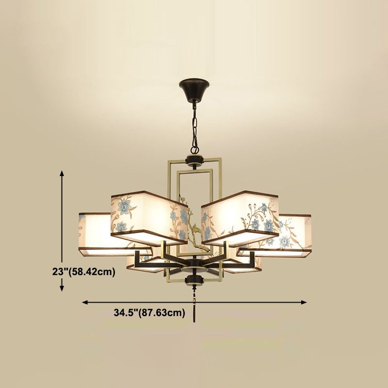 Modern Style Geometry Shape Hanging Chandelier Fabrics Multi Light Hanging Lamp