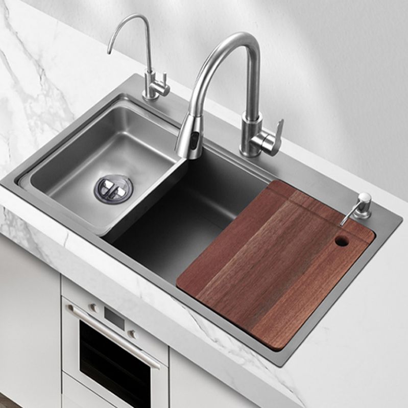 Modern Kitchen Sink Stainless Steel with Accessories and Faucet Top-Mount Workstation Sink