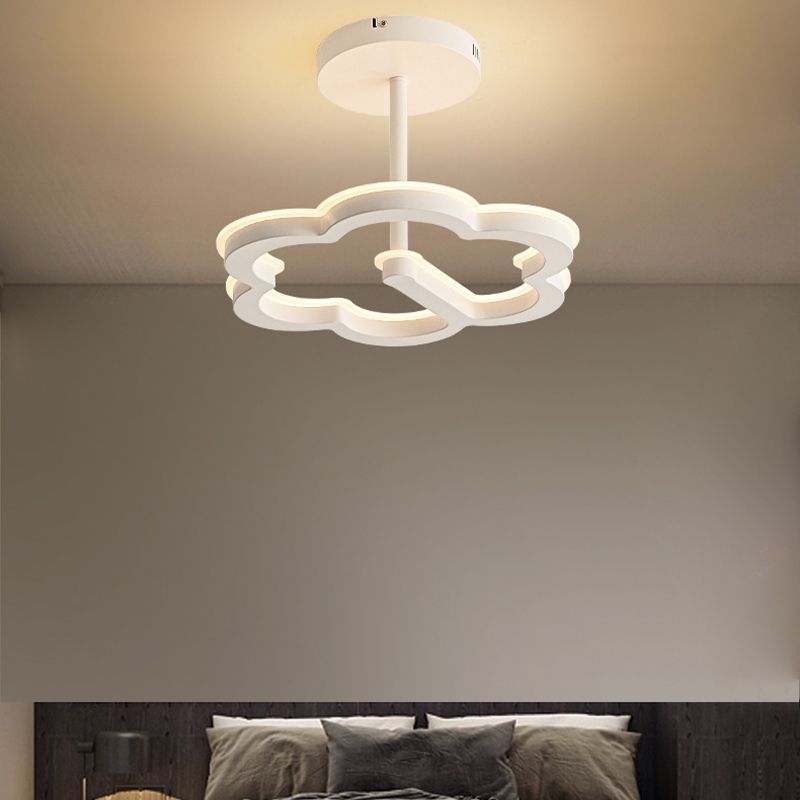 Kids Semi Flush Mount Light Flower Metal Ceiling Light Fixture for Bedroom