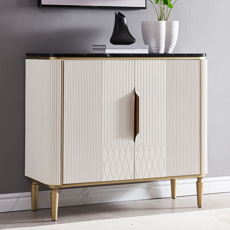 Modern Stone Top Sideboard Engineered Wood Side Board with 2-Door