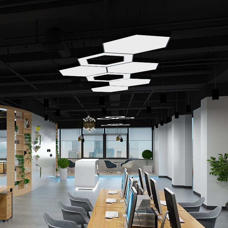 Geometric LED Pendant Light Modern Metal Hanging Pendant for Office Meeting Room