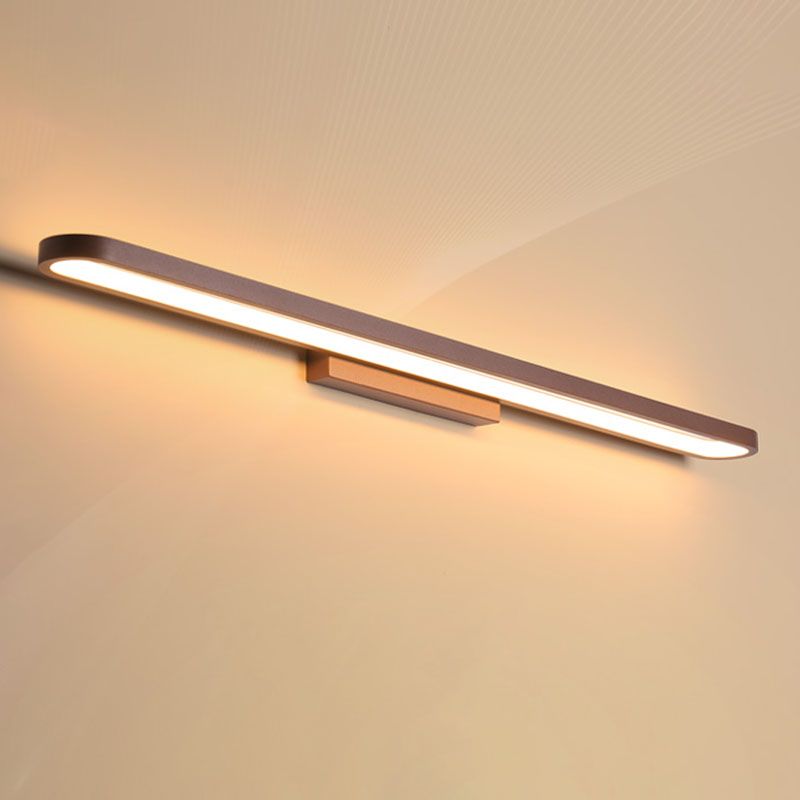 Lineaire moderne stijl ijdelheid licht metaal 1 licht led spiegel licht voor badkamer in bruin