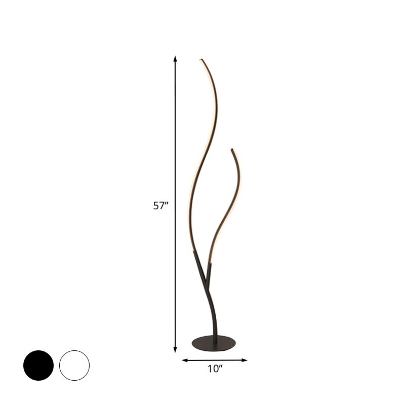 Metallic Branch-Like Floor Reading Light Simplicity Black/White LED Standing Lamp for Study Room