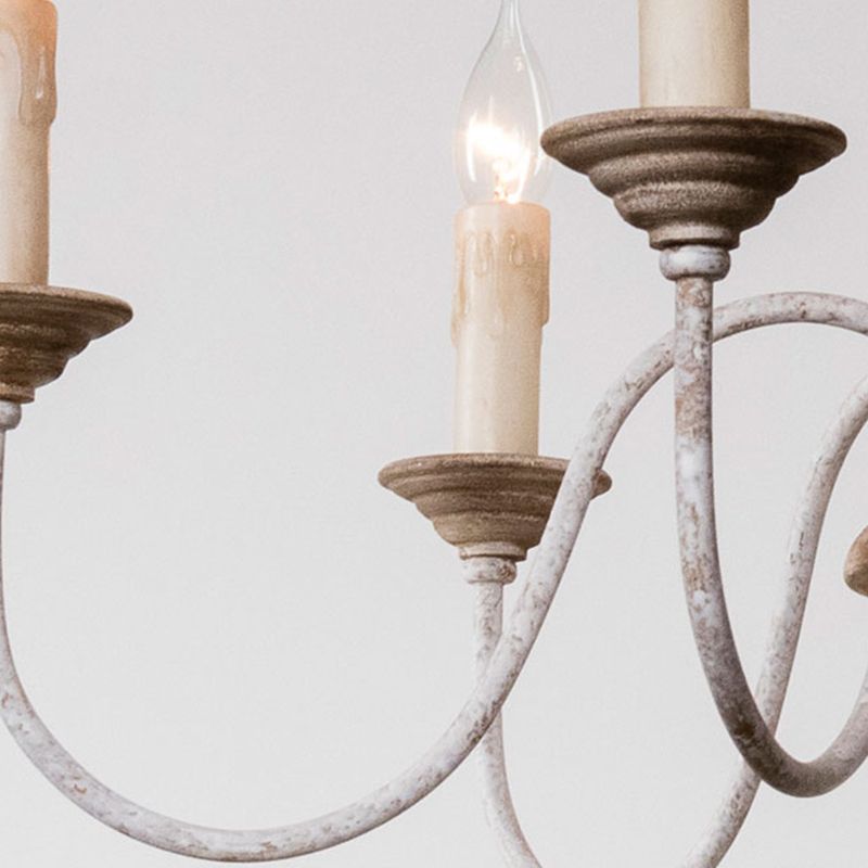 Luz de araña rústica de vela de madera para sala de estar para sala de estar