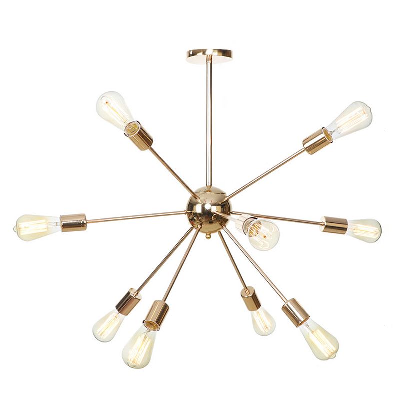 Burst-shaped Satellite Metal Chandelier Industrial Style Multi-light Suspension Lighting Fixture for Bedroom Living Room