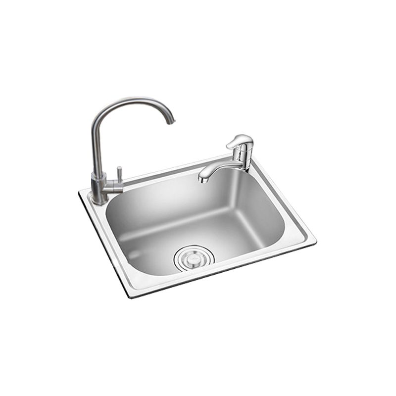 Stainless Steel Sink Drop-In Single Bowl Kitchen Sink with Basket Strainer