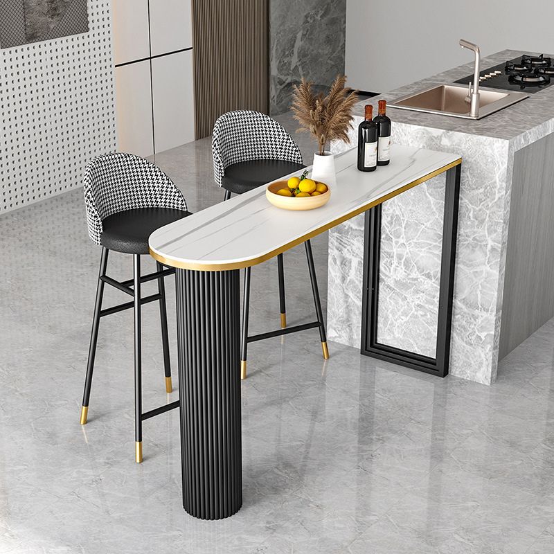 Stone Bar Dining Table Modern Bar Table with Double Pedestal for Dining Room Cafe