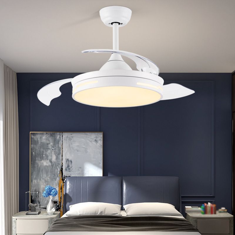 Drum Interior LED Ceiling Fan Fixture in Black / White Modern Fan Light