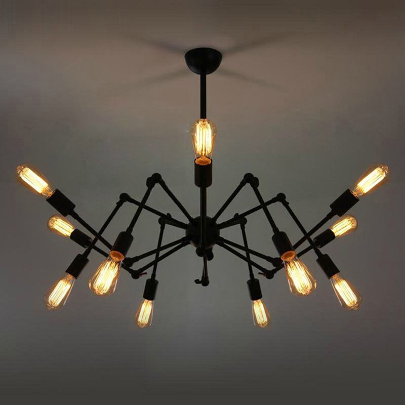 Retro Industrial Style Starburst Chandelier Pendant Light Metal Ceiling Lights Fixture for Restaurant