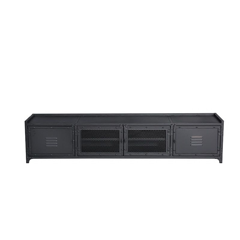 Contemporary Iron TV Stand Enclosed Storage TV Media Console with Legs for Living Room