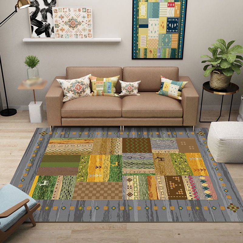 Boho-Chic Color Mixed Carpet Home Decoration Area Rug Polyester with Non-Slip Backing Rug