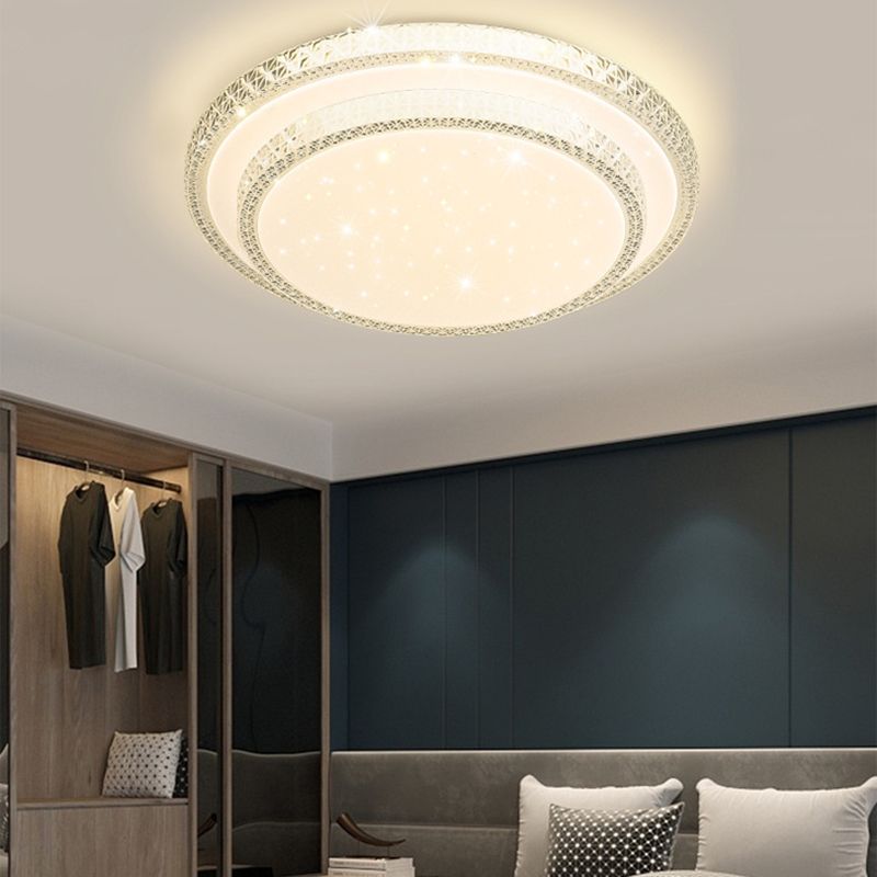 Modern Flush Light Acrylic Ceiling Lighting in White for Bedroom