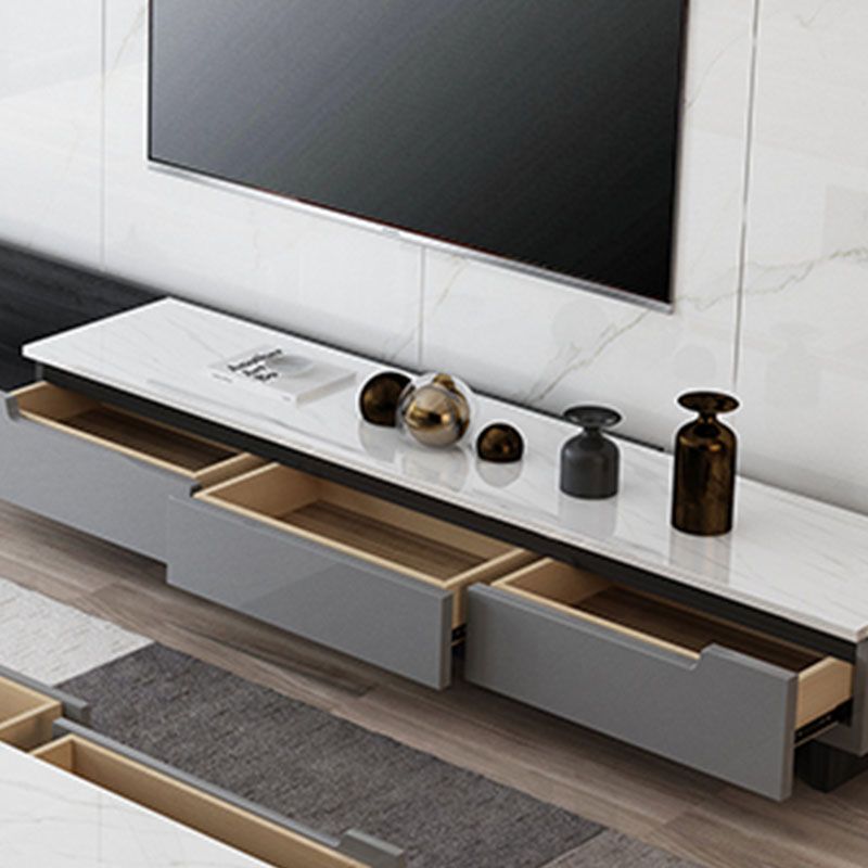 Contemporary Style TV Stand Gray TV Console with Drawers for Living Room