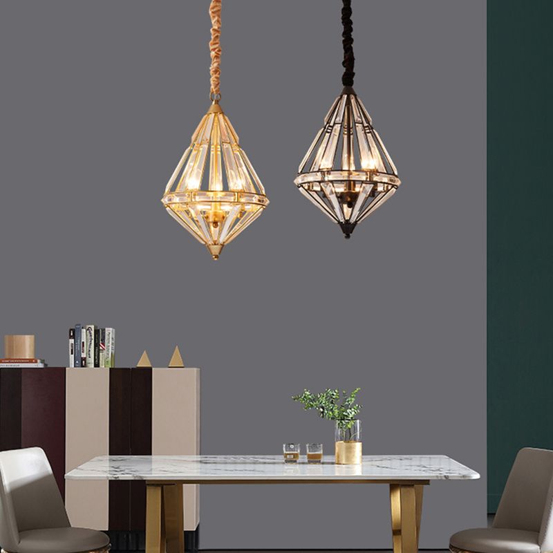 Geometric Crystal Suspension Lamp Modern Style Pendant Light Fixture for Dining Room