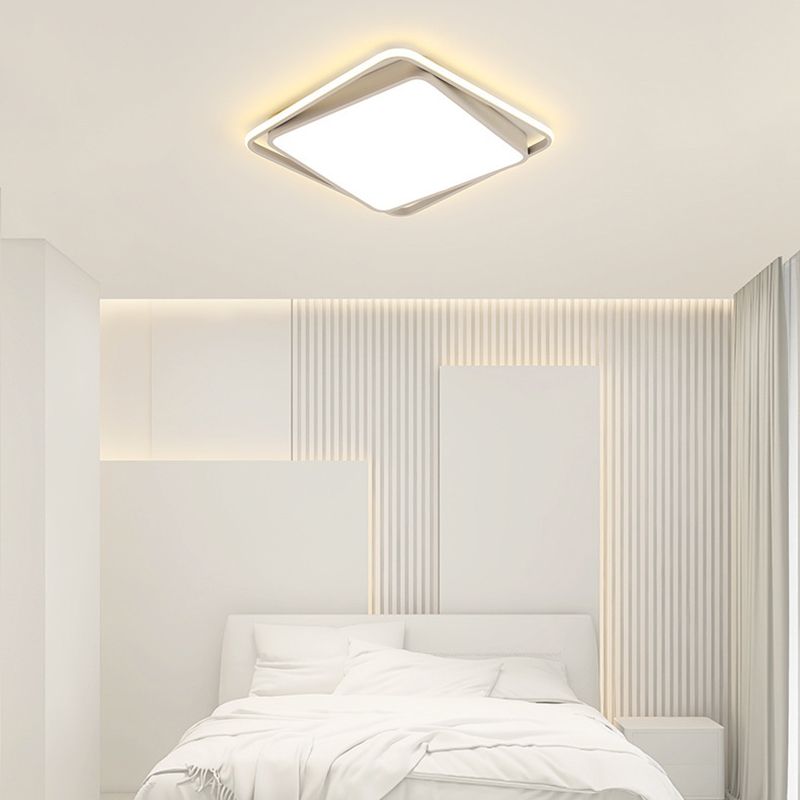 Modern White Flush Mount Lighting Geometric LED Ceiling Light for Living Room