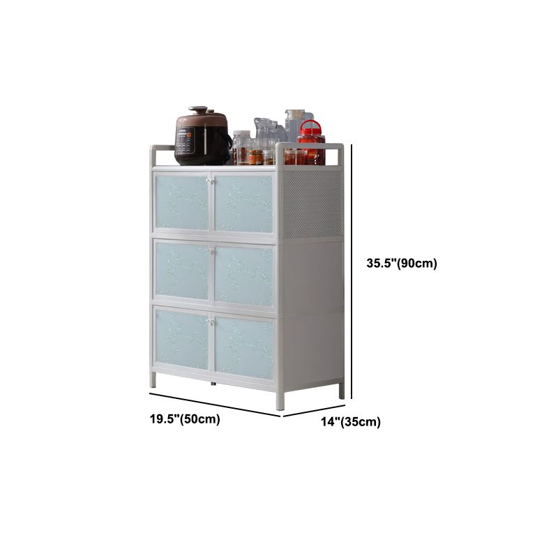 Contemporary Metal Sideboard with Glass Doors Kitchen Dining Server with Cabinets