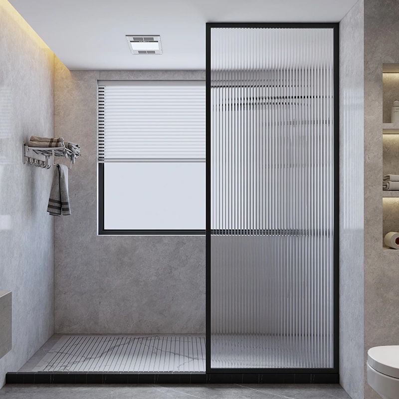 Black Full Frame Fixed Shower Screen Half Partition Shower Door