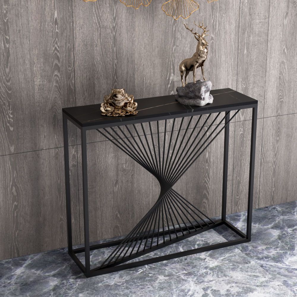 31.5-inch Tall Stone Glam Accent Table Rectangle Console Table for Hall