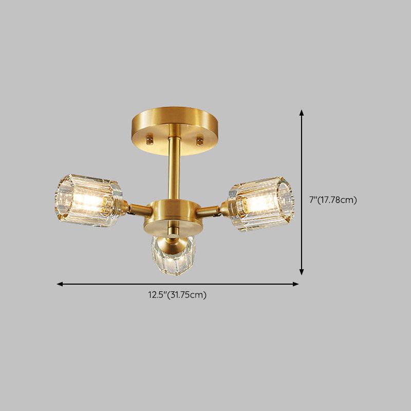 3/4/5/6-Light Modernism Golden Flush Mount Lighting Crystal Shaded Ceiling Light