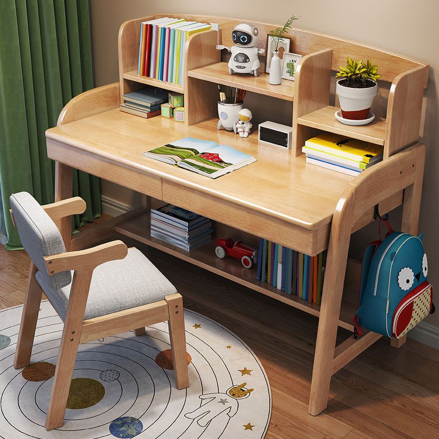 Contemporary Multifunctional Lifting Writing Desk with Storage Shelves