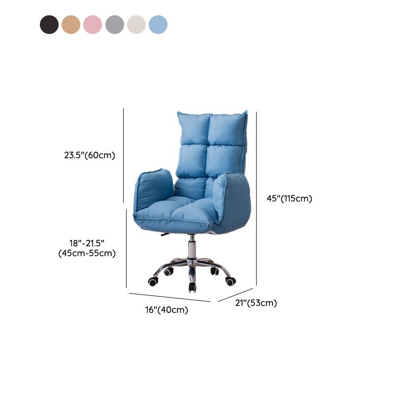 Armless Office Chair Distressing Ergonomic Chair with Wheels for Room