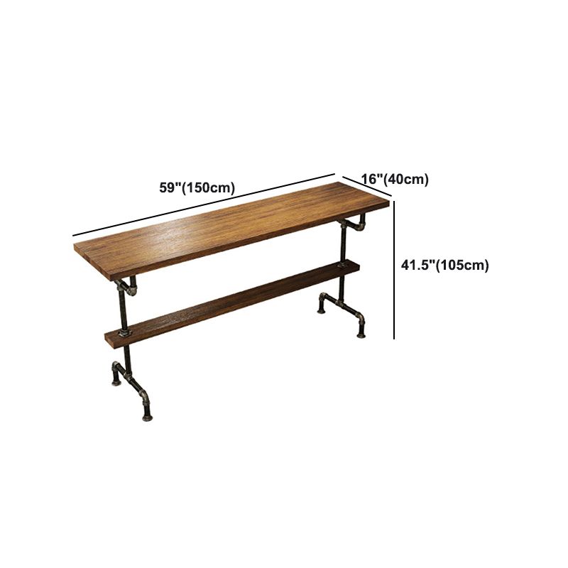 Wood Rectangle Top Counter Table 42-inch Height Industrial Bar Table