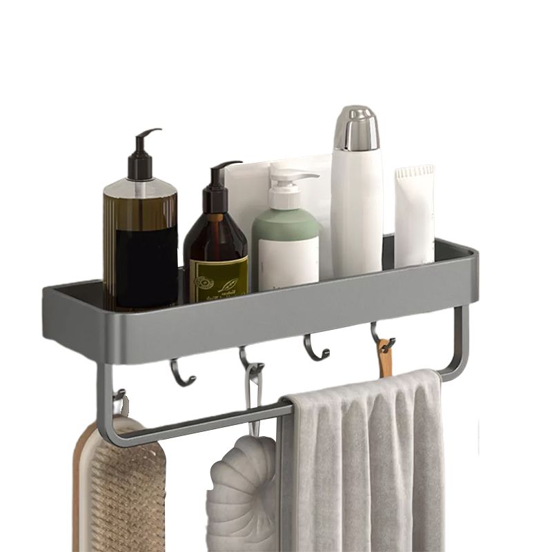 Modern Grey 2-Piece Bathroom Accessory Set, Matte Grey, Bath Shelf