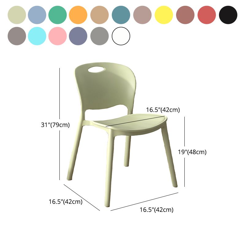 Glam Style Dining Side Chair Plastic Open Back Dining Room Chair