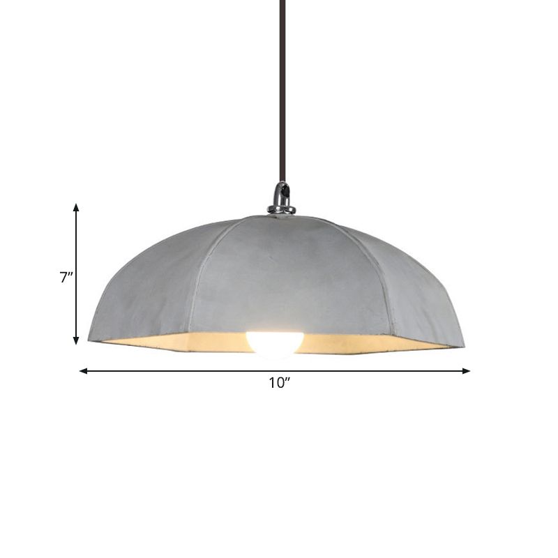 1 Bulb Umbrella Pendant Lighting Vintage Grey Cement Hanging Ceiling Lamp for Restaurant