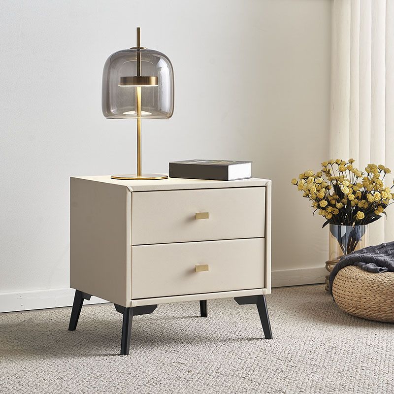 Solid Wood Accent Table Nightstand Legs Included Bedside Cabinet with 2 Drawers