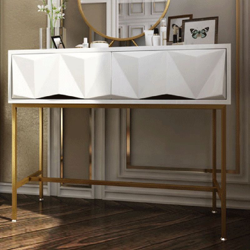 15.74" Wide Glam Makeup Vanity Desk Bright White Vanity Tables with 2 Storage Drawers