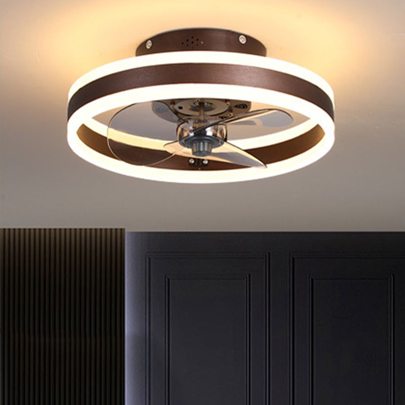 Circular Flush Mount LED Fan Light Minimalist Acrylic Bedroom Dining Room Semi Flush Light