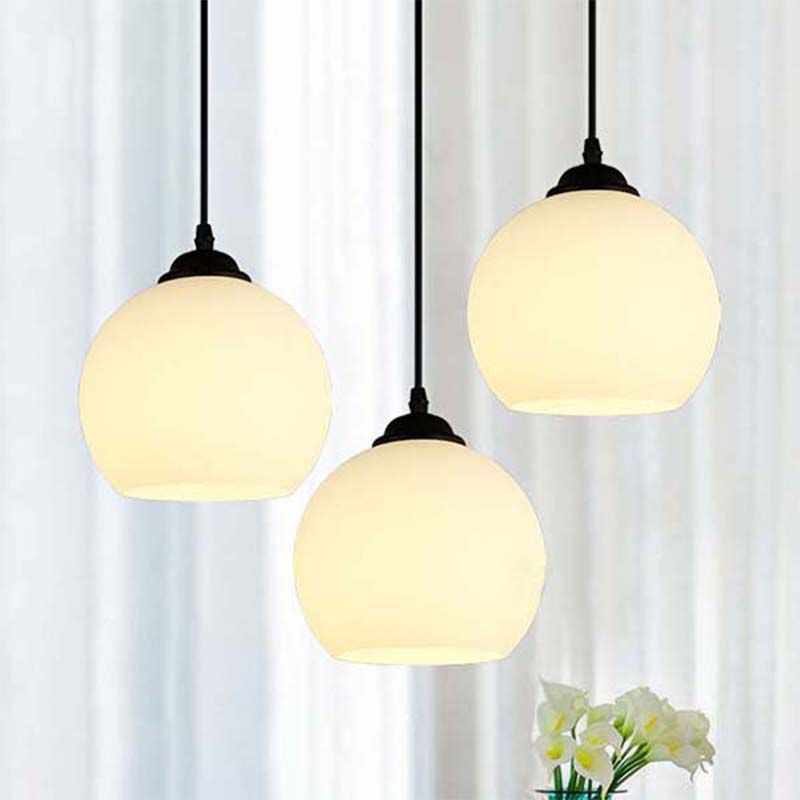 Black Orb Pendant Ceiling Light Farmhouse White Glass 1 Light Dining Room Hanging Lamp