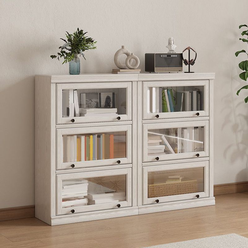 Contemporary Engineered Wood Bookcase White Standard Shelf with Doors