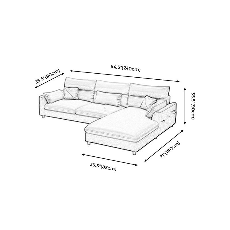 Stain Resistan Faux Leather Square Arm Sectional with Pillowed Back Cushions