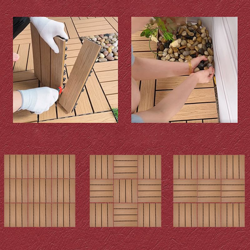 Square Engineered Wooden Floor Water Resistant Smooth Floor Tile for Patio Garden