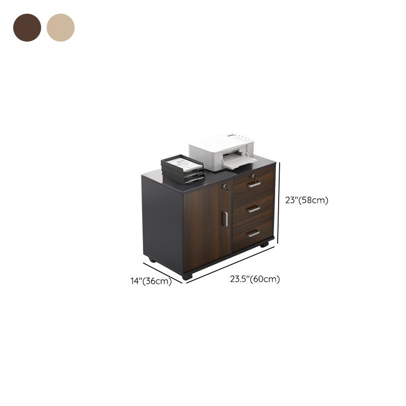 Modern File Cabinet Wood Lock Storage Filing Cabinet with Wheels