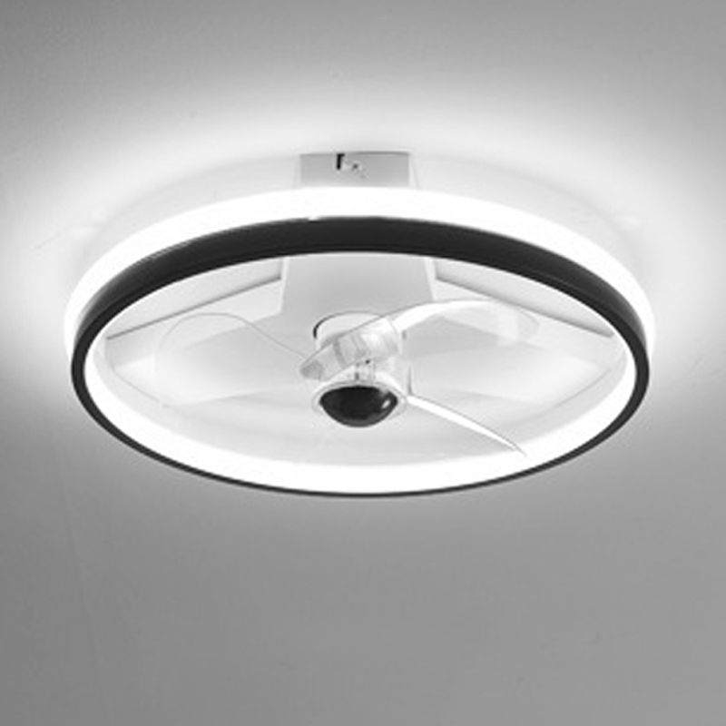 Contemporary Single White/Black Ceiling Fan Lamp LED Metallic Ceiling Fan Light