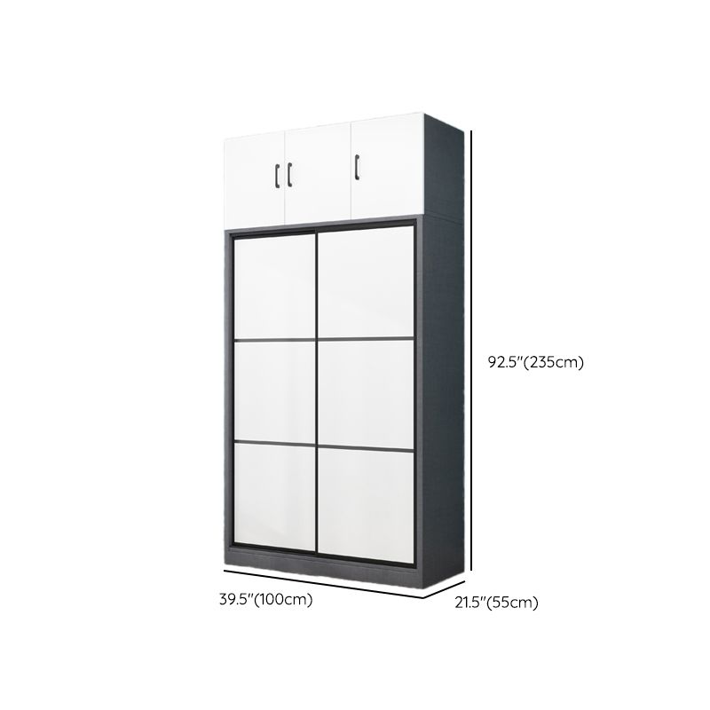 Gray Modern Coat Locker Wooden 3-Drawer Matte Finish Closet with Garment Rod