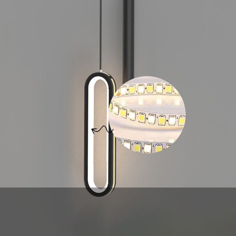 Tube moderne et pendentif ovale 14W chambre à coucher légère salon LED LED Black Aluminium Pendant