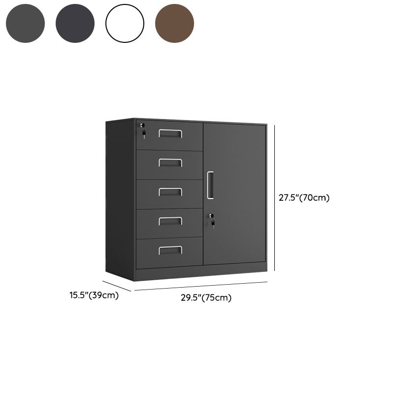 Contemporary File Cabinet Steel Frame Fire-Resistant Key Lock File Cabinet