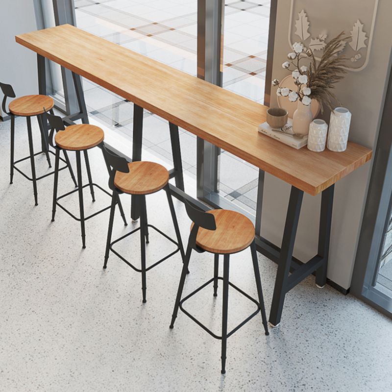 Rectangular Bar Height Table Black Metal Base Bistro Bar Table for Living Room