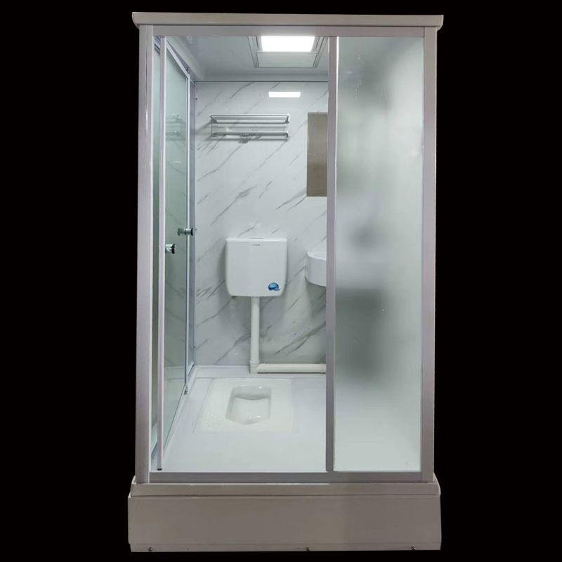 Tempered Glass Single Sliding Shower Enclosure White One Piece Frame Shower Enclosure