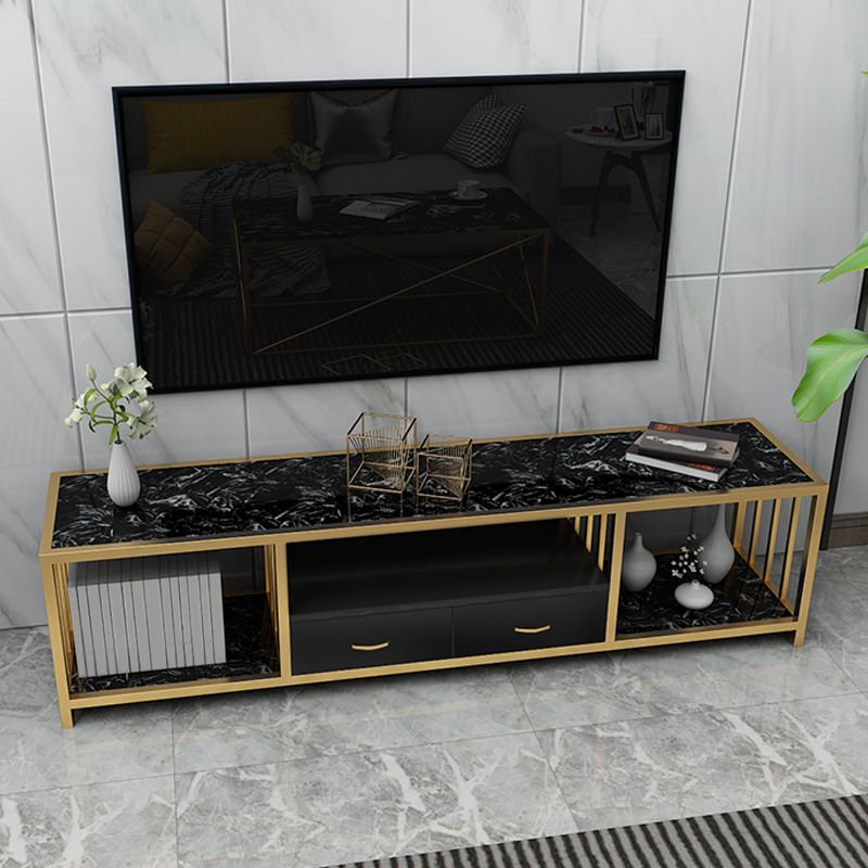 Contemporary Media Console TV Stand Open Storage TV Stand with Drawers