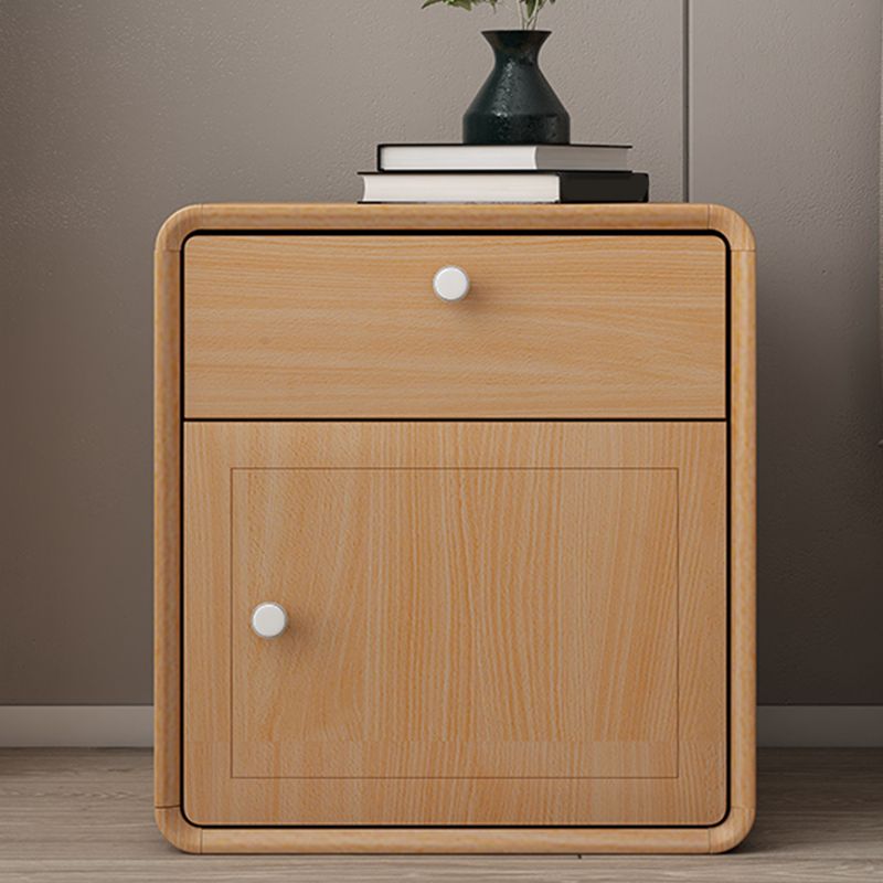 Modern Solid Wood Nightstand 1-Drawer Left Side Door Bed Cabinet