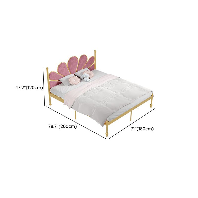 Scandinavian Golden Princess Theme Standard Bed with Panel Headboard