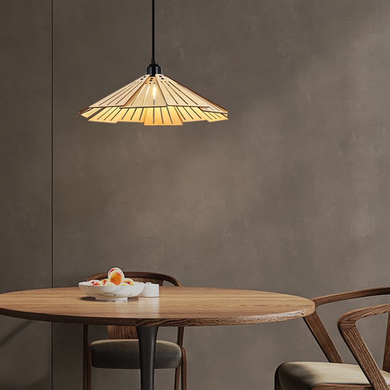 Cone Shape Pendant Lighting Modern Style Wood 1 Light Pendant Lamp for Bedroom